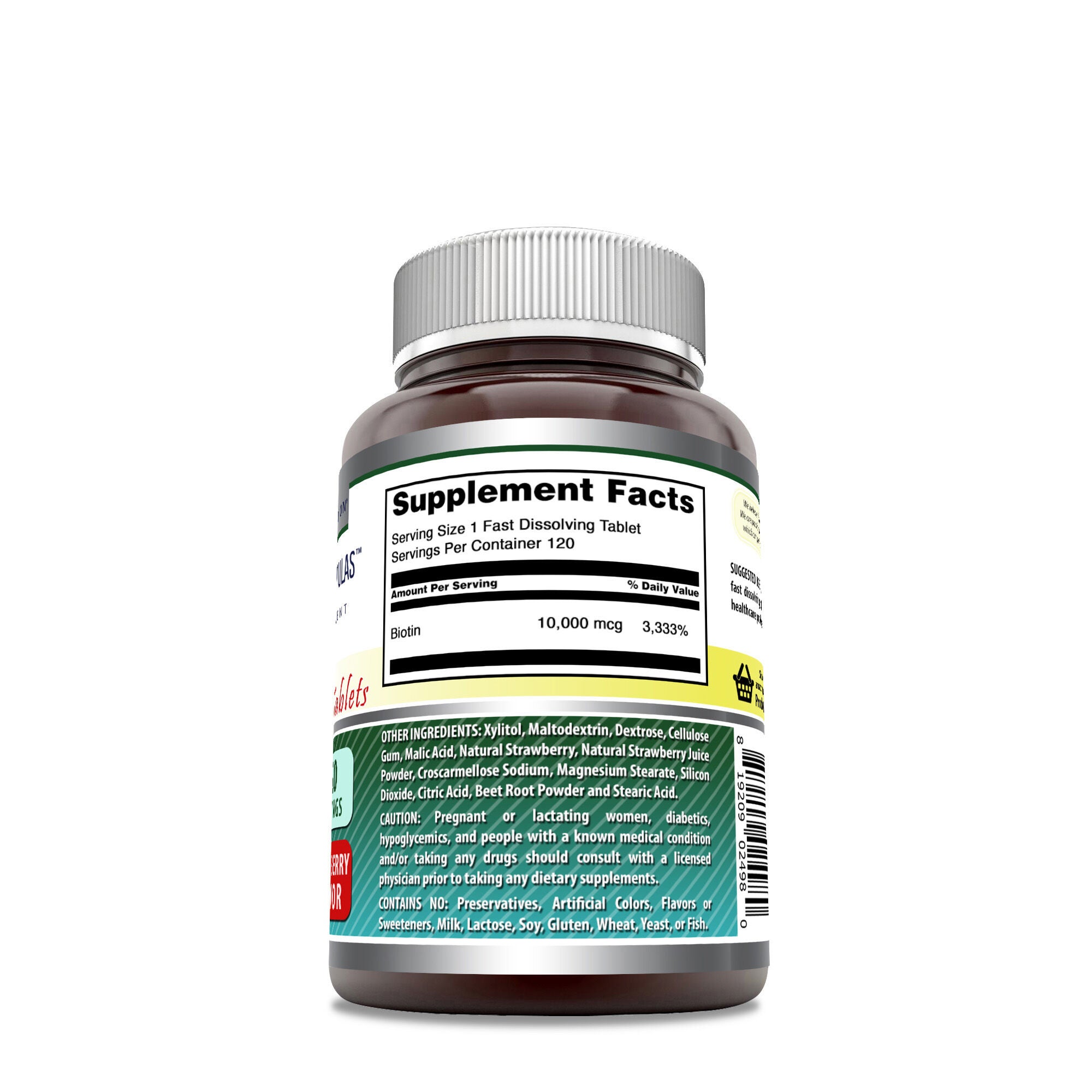 Biotin 10000mcg - Strawberry - 120 Tablets (120 Servings)  | GNC